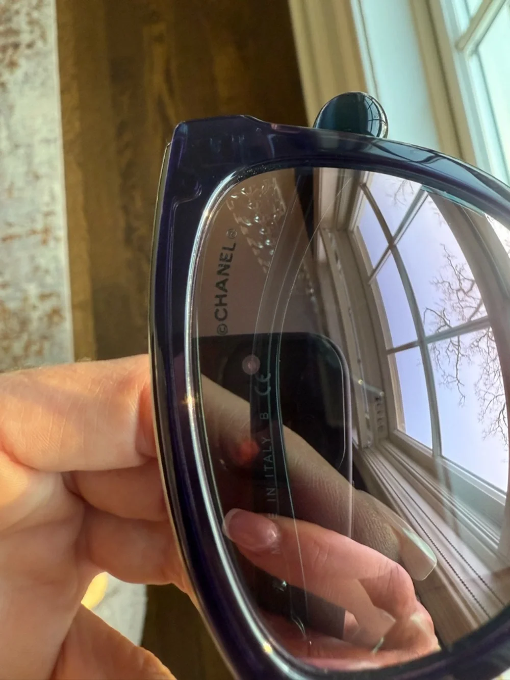 CHANEL Purple Frame (emerald interior) Sunglasses with Mirrored Lenses NWT - Picture 5 of 9